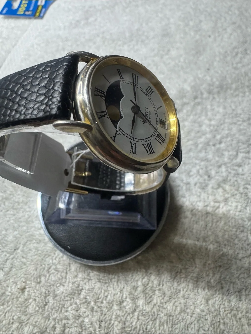 Oryx Men’s Gold-Tone Moonphase Quartz Watch - Black Strap